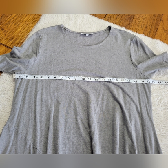 Bryn Walker Lagenlook Tunic Top Short Sleeve Gray Artsy Rayon Terry Blend Small - Picture 6 of 7